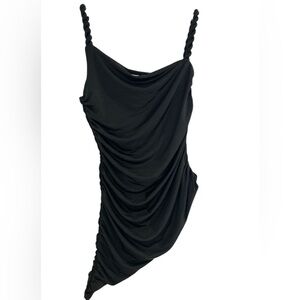 Meshki ruched asymmetric mini dress/blouse Black Size Small